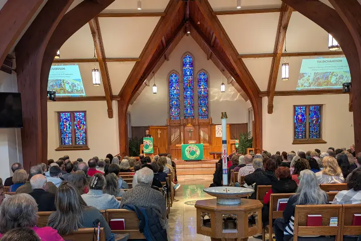 The sanctuary inside St. Matthew's Lutheran Church in Wauwatosa, for the Together in Mission event.