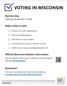 "Voting in Wisconsin" poster.